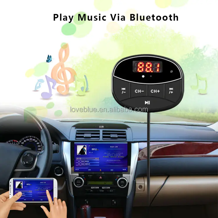 Yeni Bluetooth 4.2 Hands-Free Araç Kiti ShenZhen Fabrika DAB FM Verici Handsfree Bluetooth Ucuz Araç Kiti