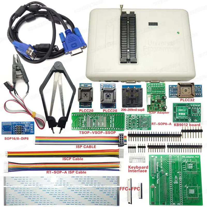 RT809H EMMC-NAND FLASH Programmer +12 ADAPTERS with cables EMMC-Nand tv tools