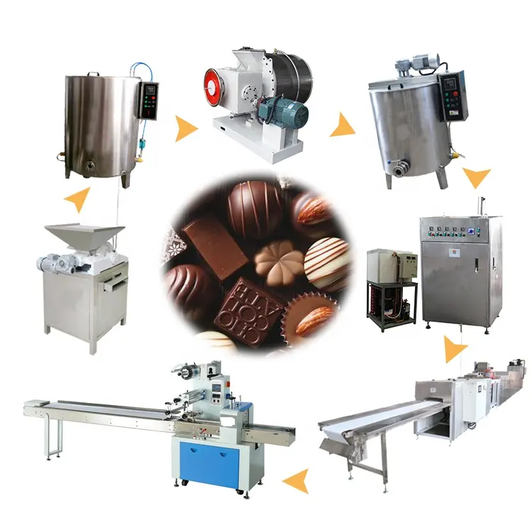 Chocolate industrial línea de producción de barra de chocolate de maquinaria de procesamiento de temperadora de chocolate