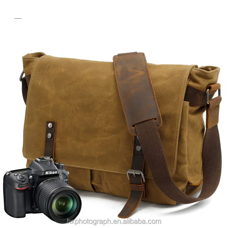 Factory Price Men Photography Canvas Leather Crossbody Safrotto Vintage Camera Bag