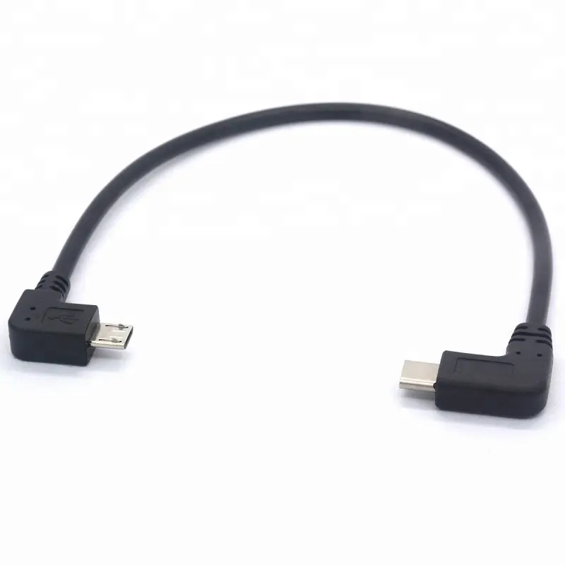 90 درجة مايكرو usb 5Pin ذكر إلى اليسار الحق زاوية نوع C كابل