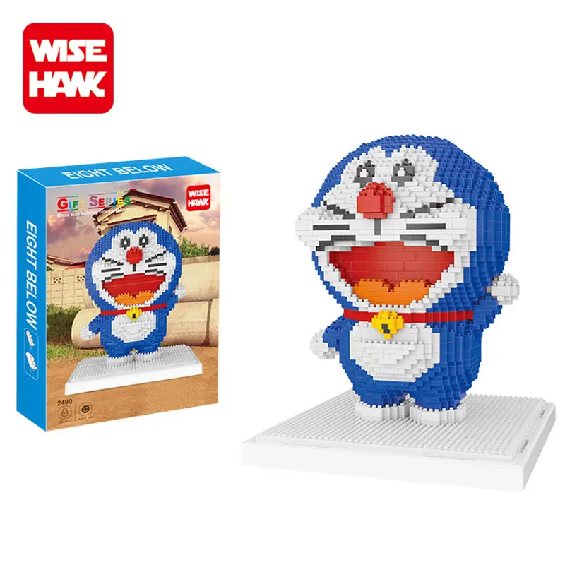 Brinquedos de bloco de diamante de plástico, crianças dos desenhos animados 3d modelo doraemon