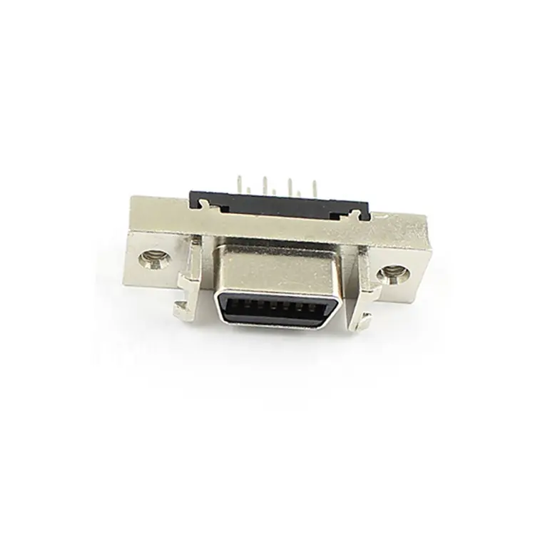 Laras 0.05 Inci Mini D Pita MDR 14 Pin MDR Perempuan SCSI Konektor PCB