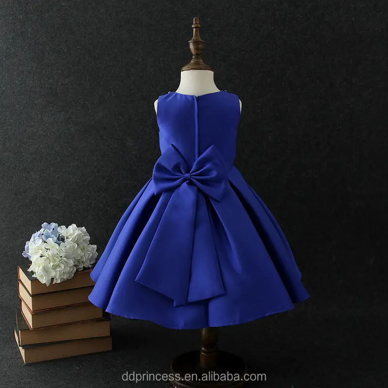 Vestido de noche formal de último diseño, para niña pequeña, azul marino
