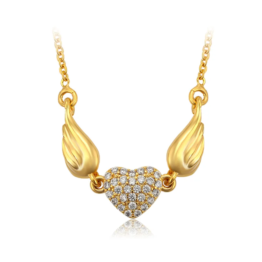 45654 xuping moda 24 K dei monili di colore oro Sintetico CZ pendente collana di gioielli moda gioielli a forma di cuore