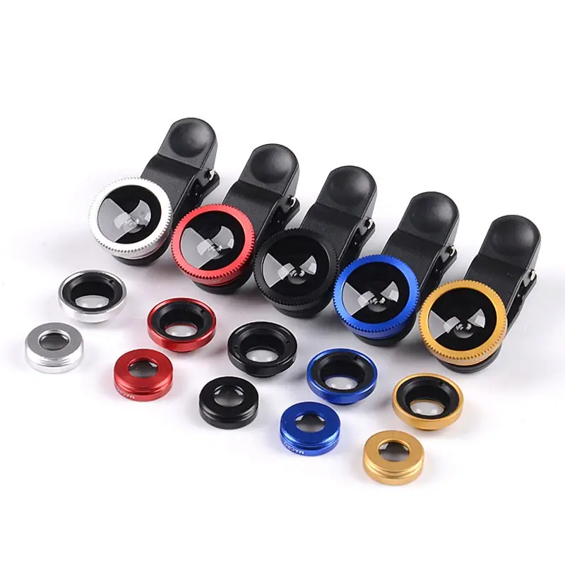 Universal clip 3 In 1 wide Angle Macro Fisheye Mobile Phone Camera Lens Factory Price For iPhone for mobile phone