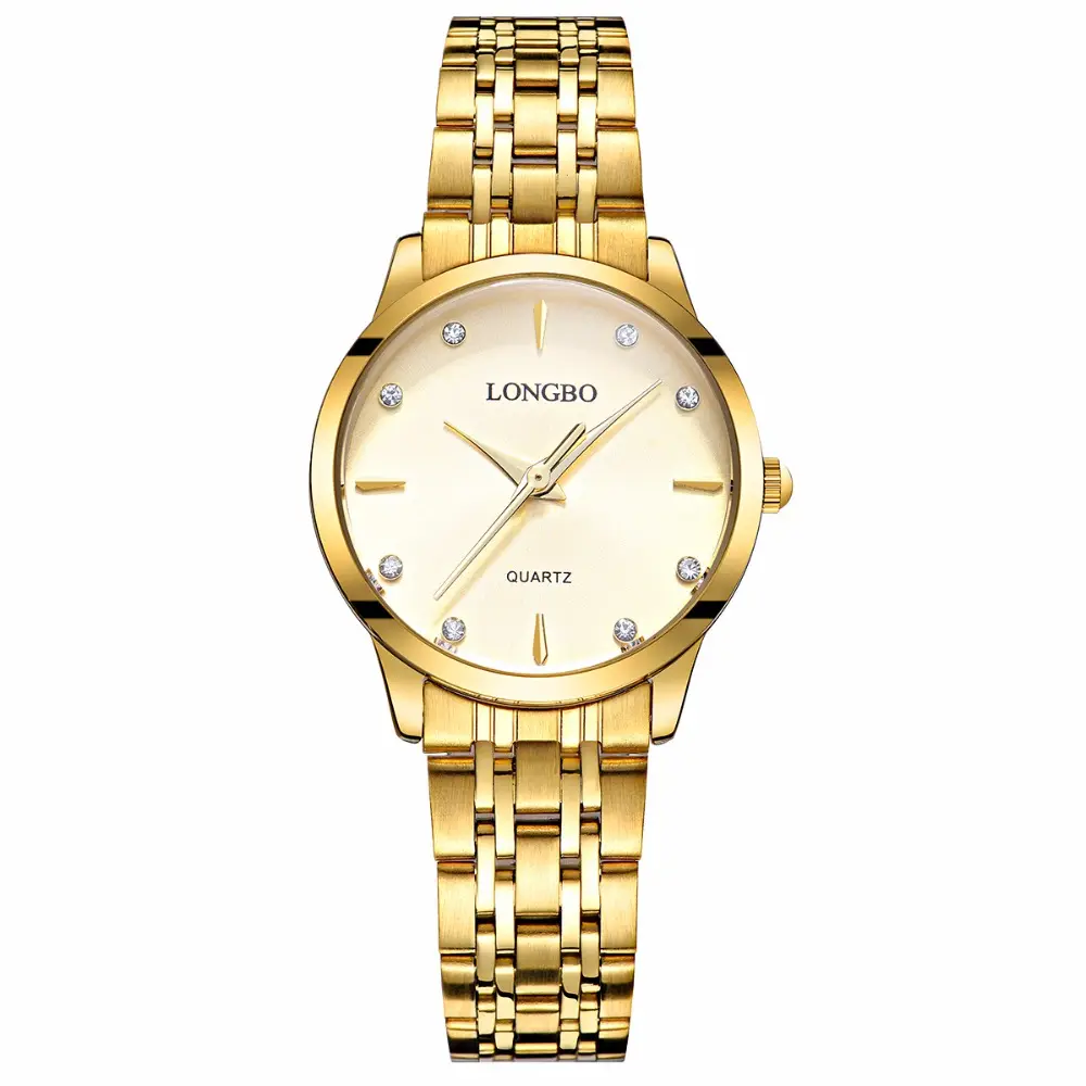 LONGBO 80322 Lover's Quartz Watch Advance Watch Diamond Gauge coppie orologio cinturino in acciaio inossidabile orologio impermeabile