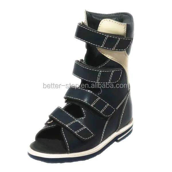 Sandales orthopédiques pour enfants en cuir de hauteur 4/4 pour la pointe des pieds et le soutien de la cheville faible Fabriqué en Chine Usine de chaussures médicales