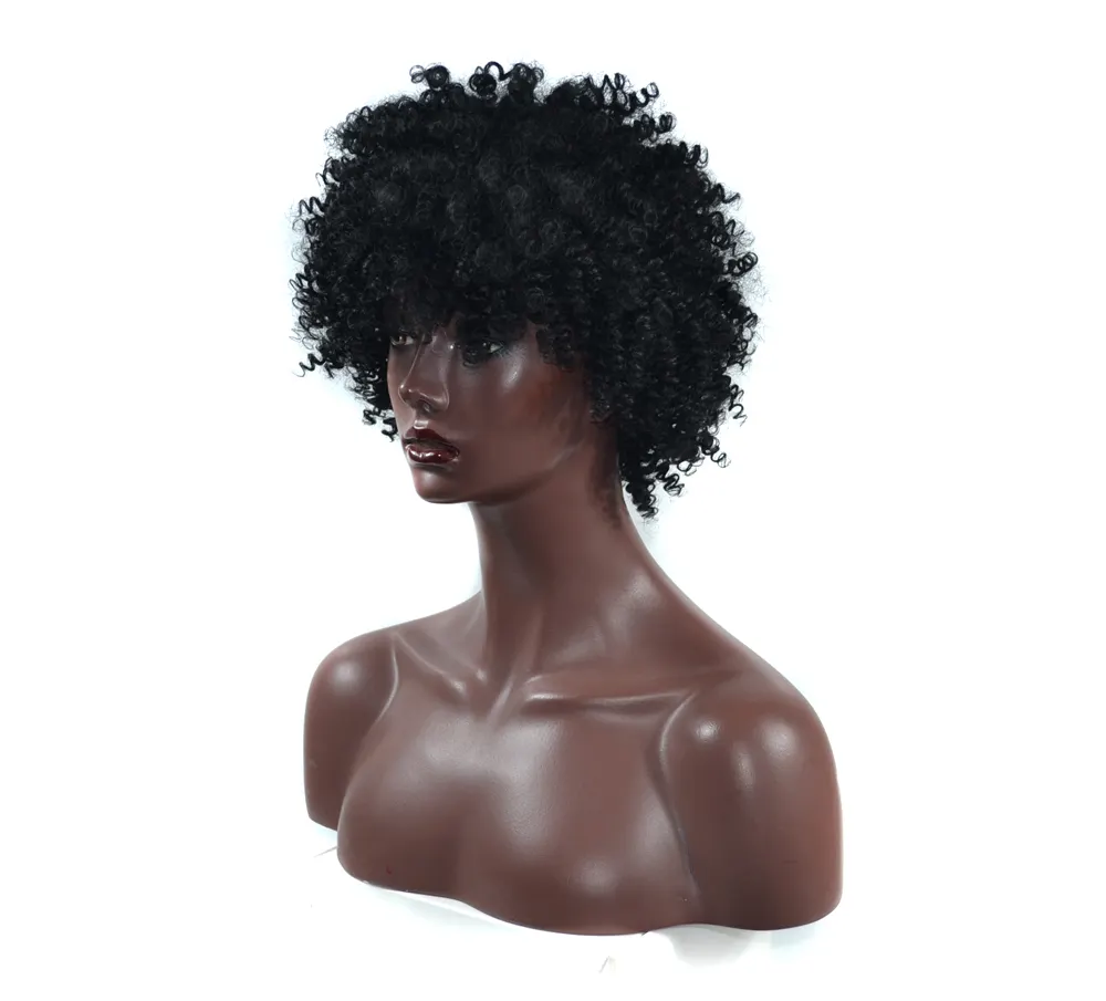 AliLeader 6 Pollici di Colore Nero Afro Crespo Ricci Parrucche Con Capelli Sintetici