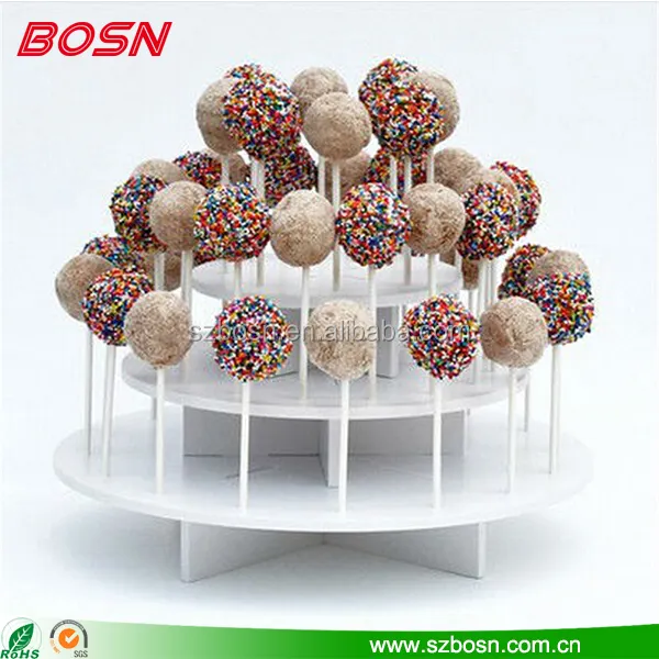 Bigné rotondo forme elegante acrilico bianco lollipop espositore perspex dolce cakepop stand