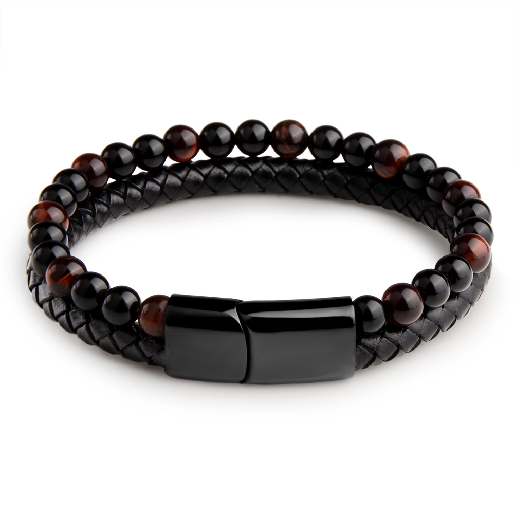 Oeil de tigre rouge, agate noire