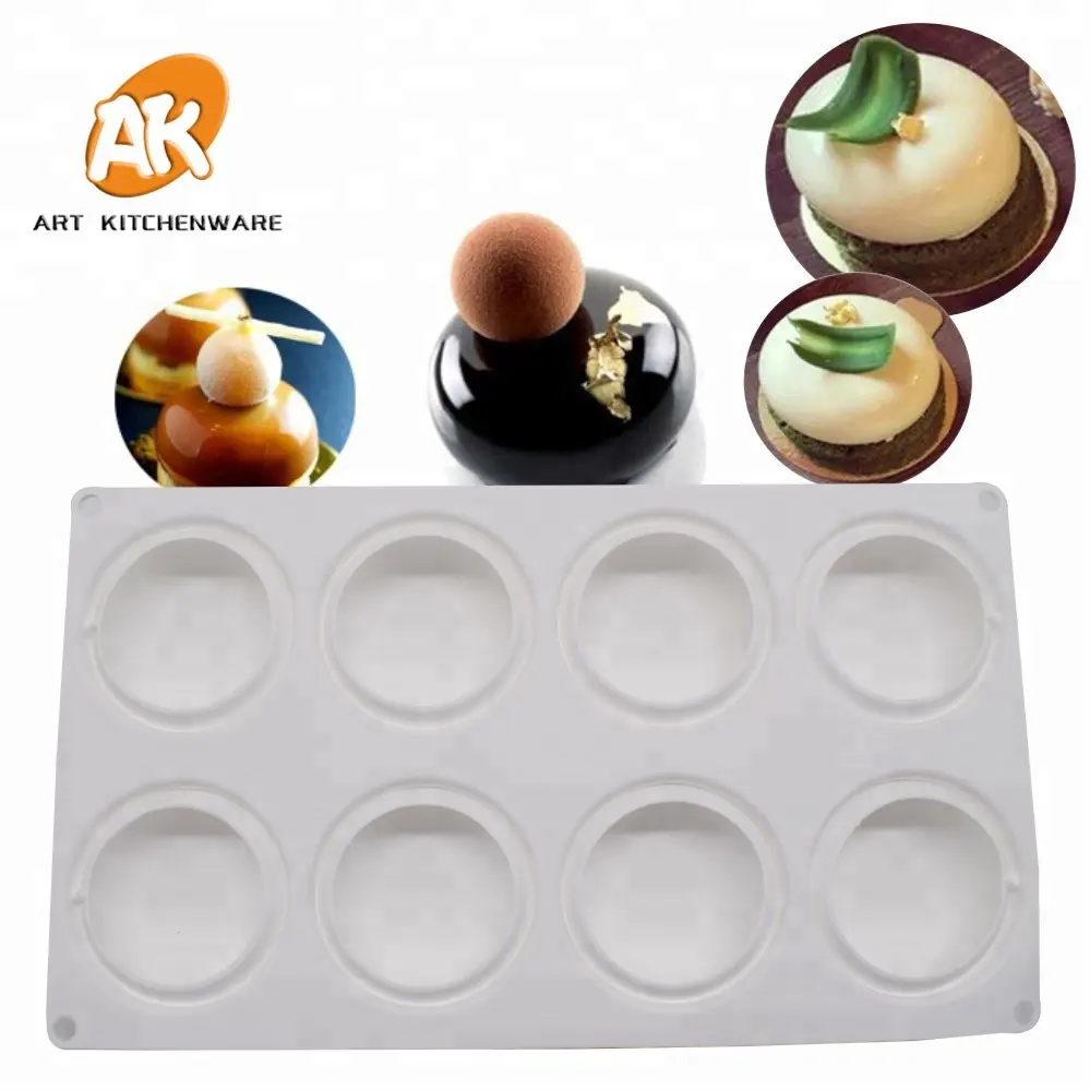 Ak Siliconen Ronde Mousse Mould Voor Dessert En Cake Bakken Bevroren Mold 3d Chocolade Schimmel Suikerpasta Mold