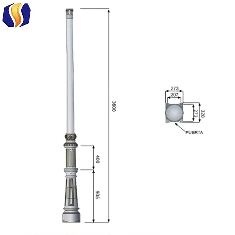 A China fornece antigo ferro fundido poste de iluminação/poste de luz decorativa/preço pólo de iluminação