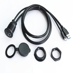1m防水<span class=keywords><strong>USB</strong></span> 3.0 3.1 C型女公延长线汽车仪表板安装面板充电器，适用于iOS安卓多用