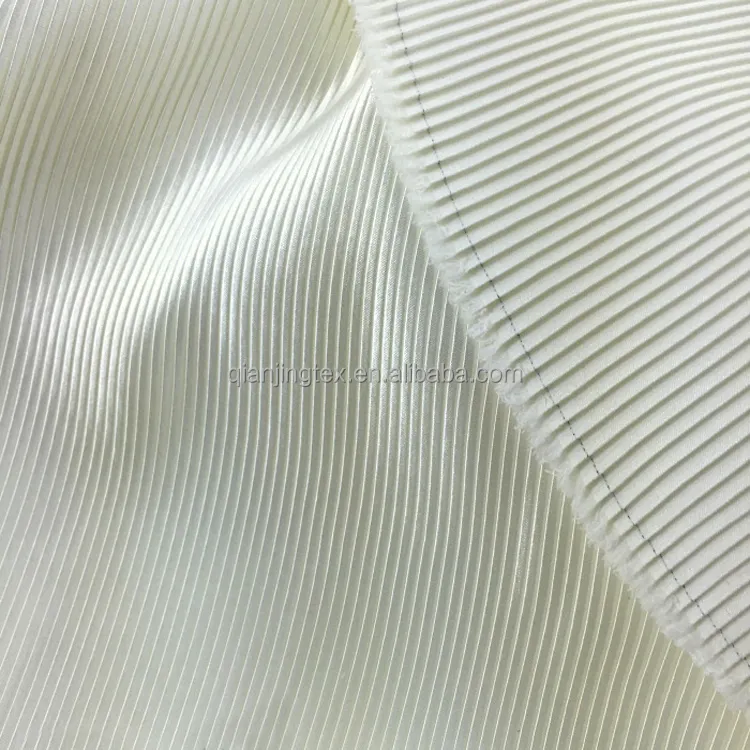 Tissu satin plissé 94% polyester 6% spandex, étoffe pour robe d'été, prix d'usine