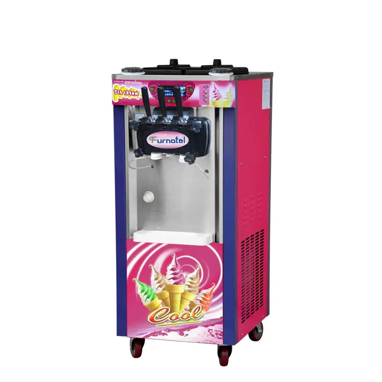 Máquina automática de helado de colores, máquina de helado suave de tres sabores