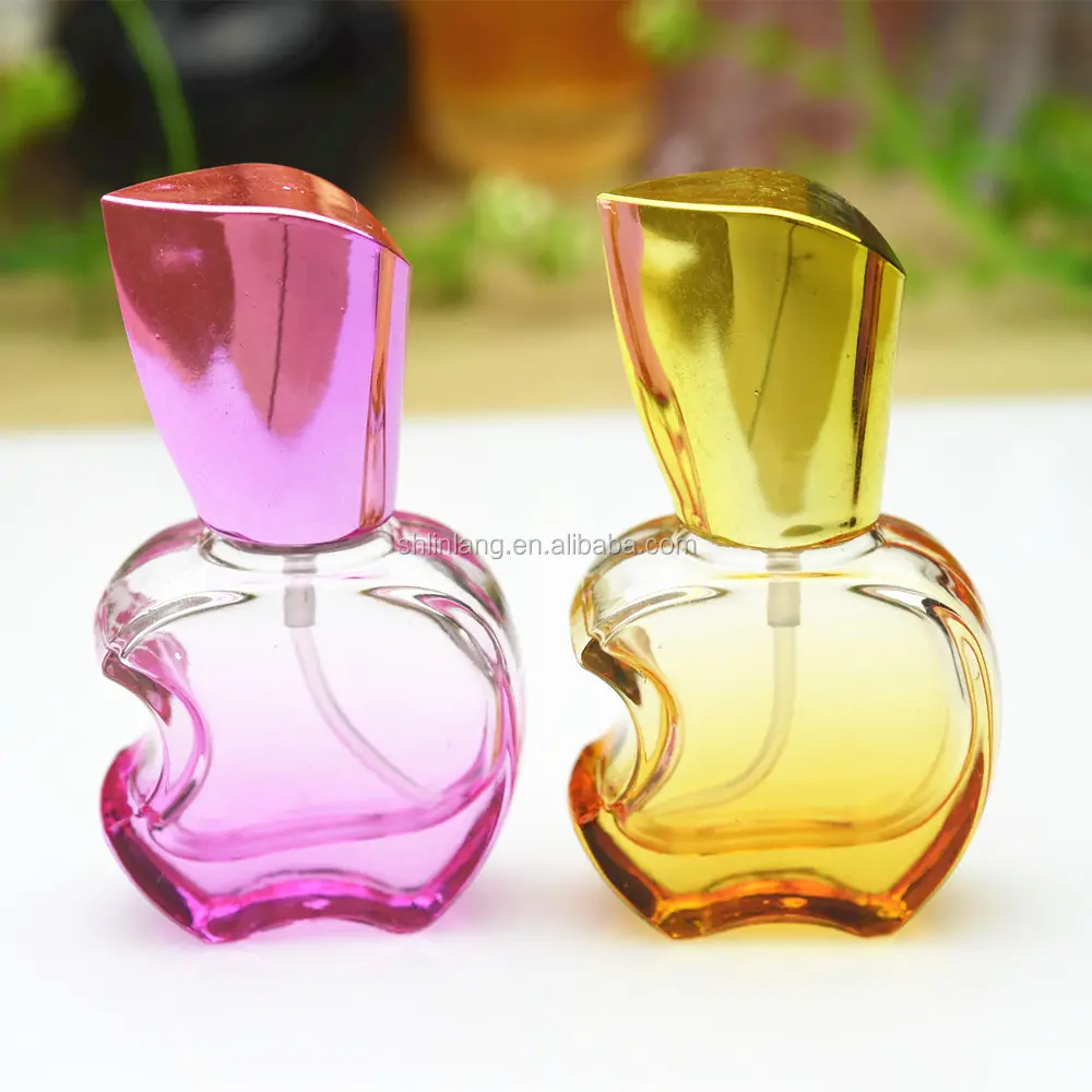 Botella de perfume de vidrio con cuello de rosca de 15ml en forma de manzana personalizada