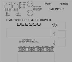 12V 24V 4ch RGBW DMX Decoder Modell DE8356