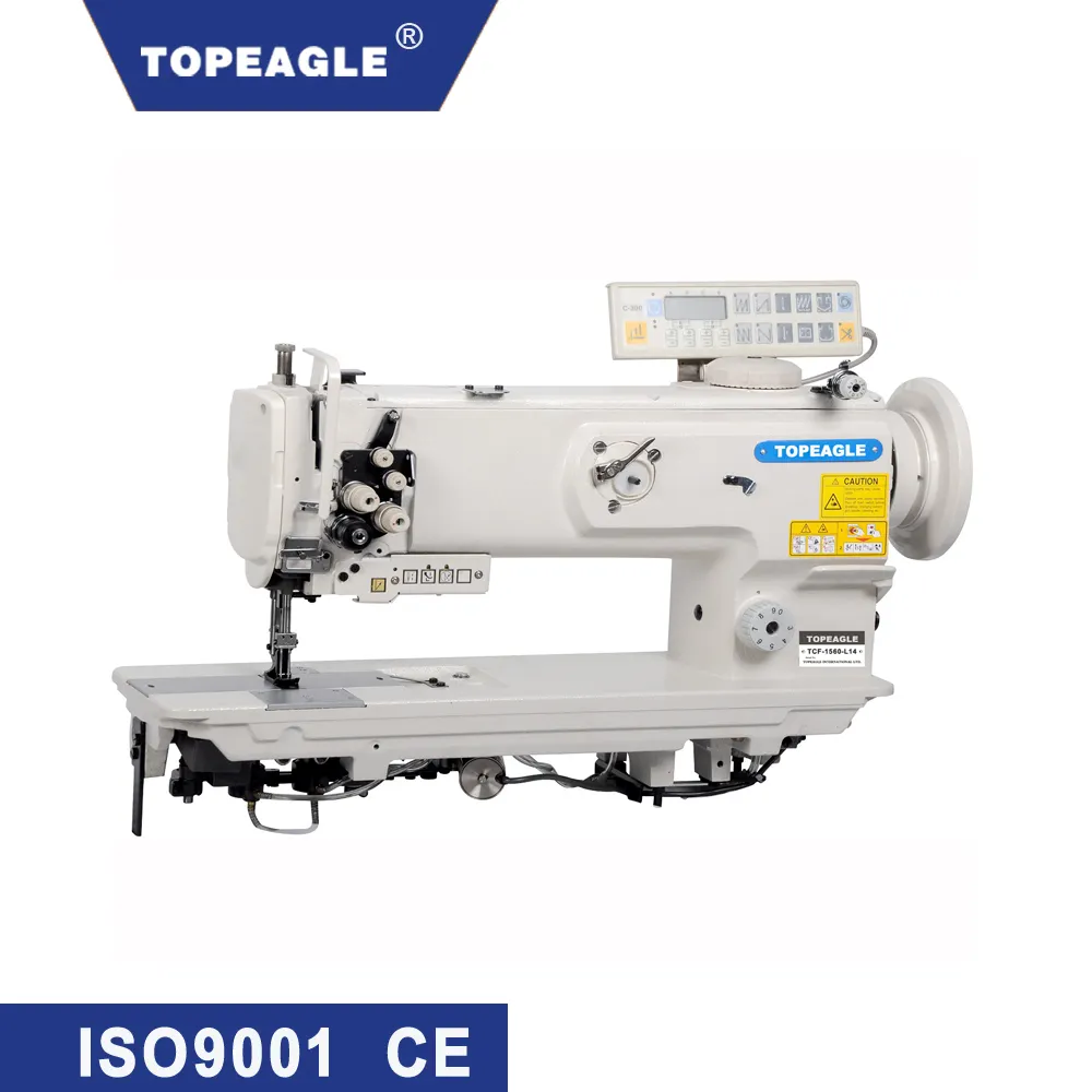 TOPEAGLE TCF-1560N-L14 Двойная игла комбикормов сверхмощная швейная машина с фунцкией шитья закрытых стежков