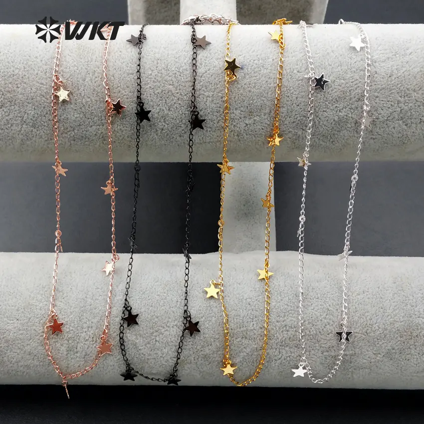 WT-N978 All'ingrosso di modo caldo giovane ragazza di alta qualità Necklace24K reale oro/pistola nero/oro rosa/argento piccoli collana stella