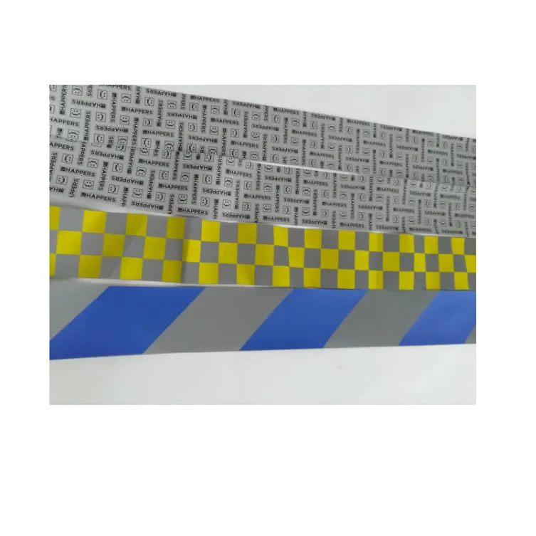 4 pollici quadrati argento bianco blu stampa scacchiera a quadri avvertimento riflettente materiale nastro in tessuto a quadri per giubbotto di sicurezza