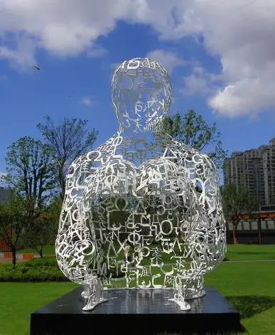 Estatua de Arte de metal para decoración al aire libre, escultura de acero inoxidable de forma humana abstracta grande personalizada popular
