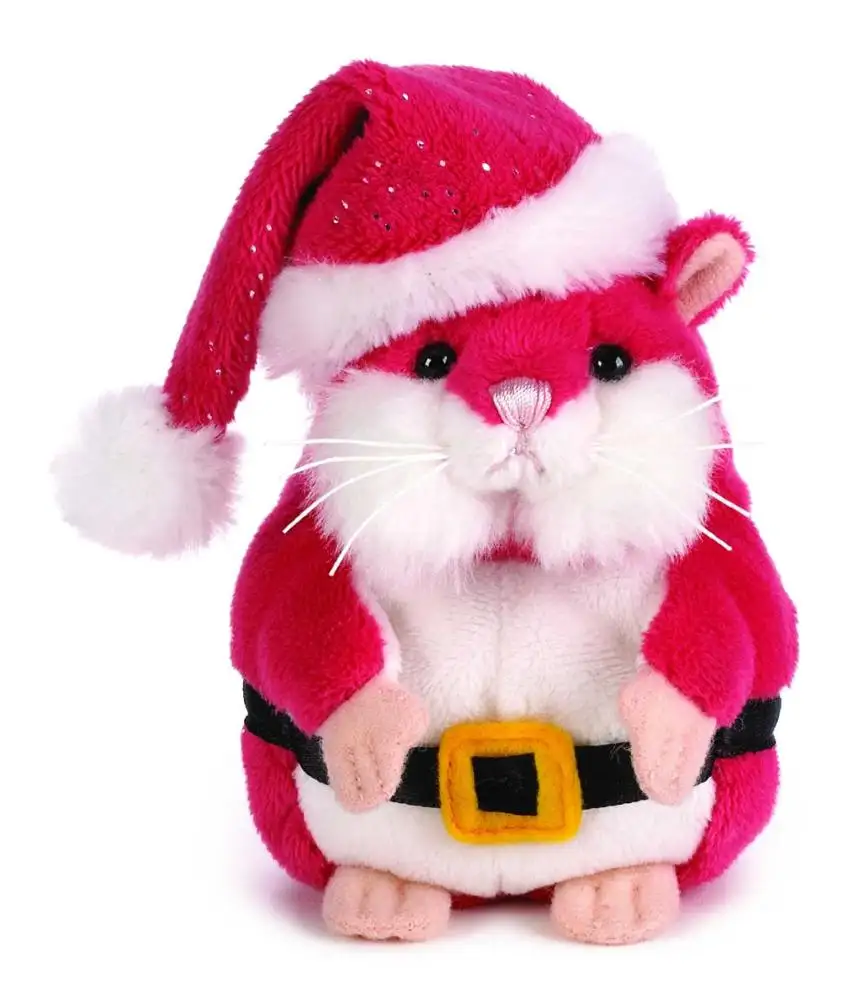 Hámster de peluche de Navidad con sombrero, juguete de felpa suave, personalizado, rojo, 2015