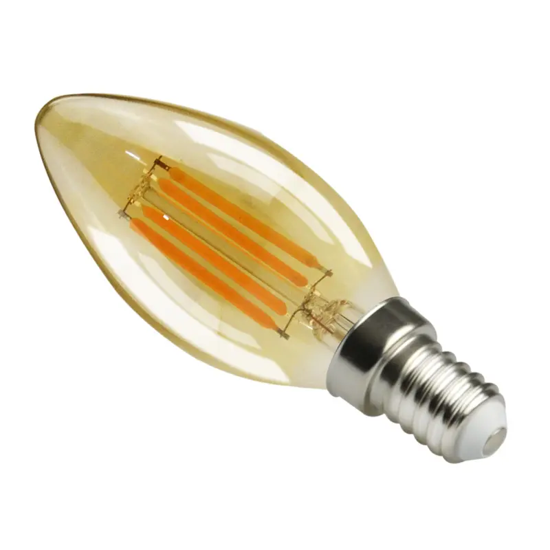 Cina fornitore candela C35 2 w 4 w di vetro ambrato led filamento della lampadina