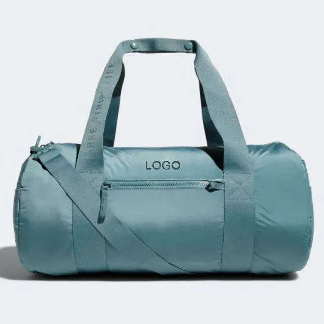 Bolsa de lona redonda para hombre y mujer, bolsa de viaje deportiva con logotipo personalizado, impermeable, de nailon para gimnasio