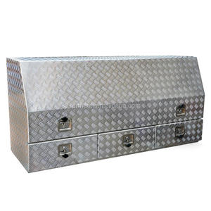 高侧全开口铝制工具箱带抽屉和架子3/4开口工具箱卡车箱收纳箱