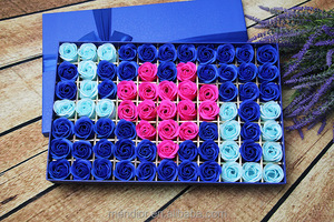 Menior <span class=keywords><strong>Blue</strong></span> Rose Flower Soap Bath Soap 77ピース/箱卸売