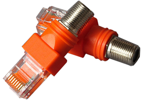 母F型连接器F RG6 RF至RJ45公头同轴筒耦合器适配器 - Product Image 5