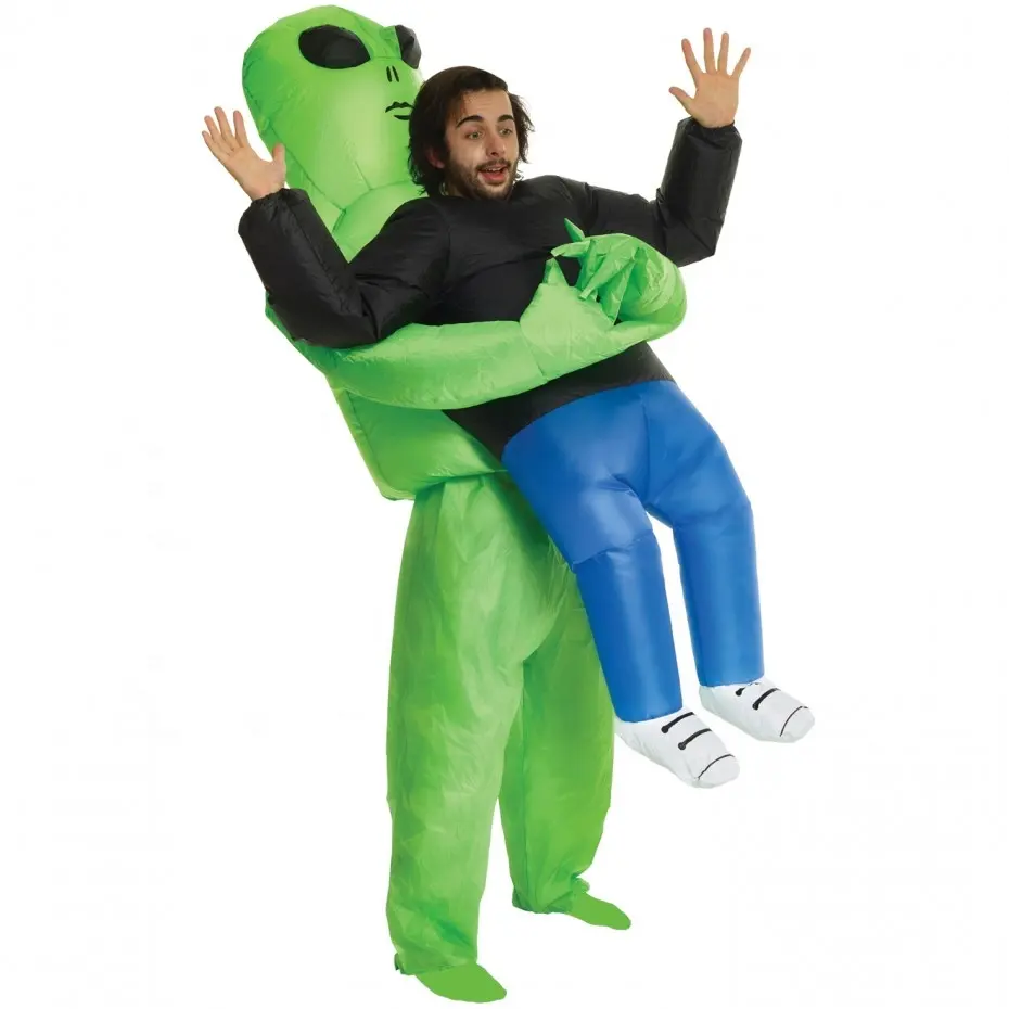 Disfraz de alien verde, divertido vestido inflable para fiesta de halloween