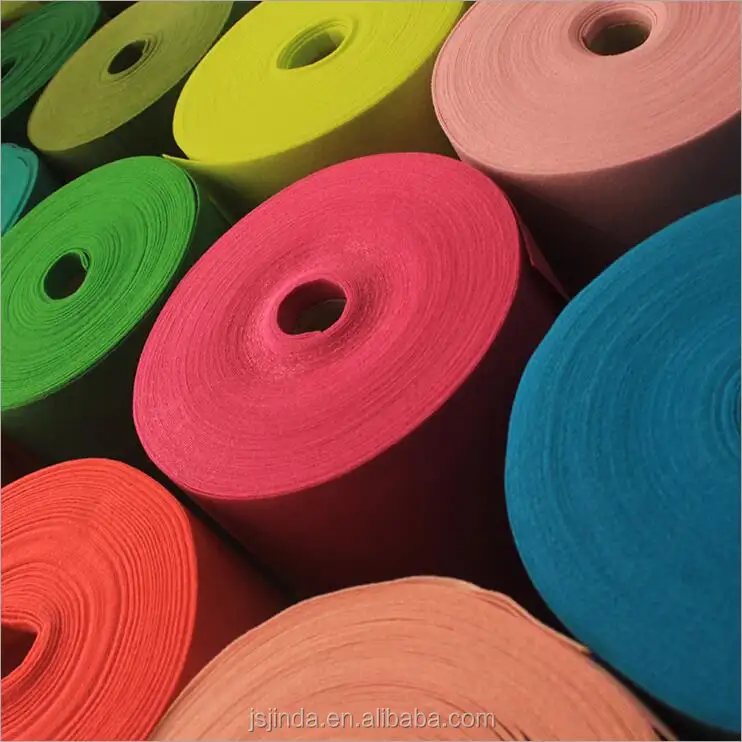 PET recyclé/100% Polyester matériel non tissé perforé par aiguille tissu non tissé doux Couleur Feutre 1mm rouleaux De Tissu De Haute Qualité