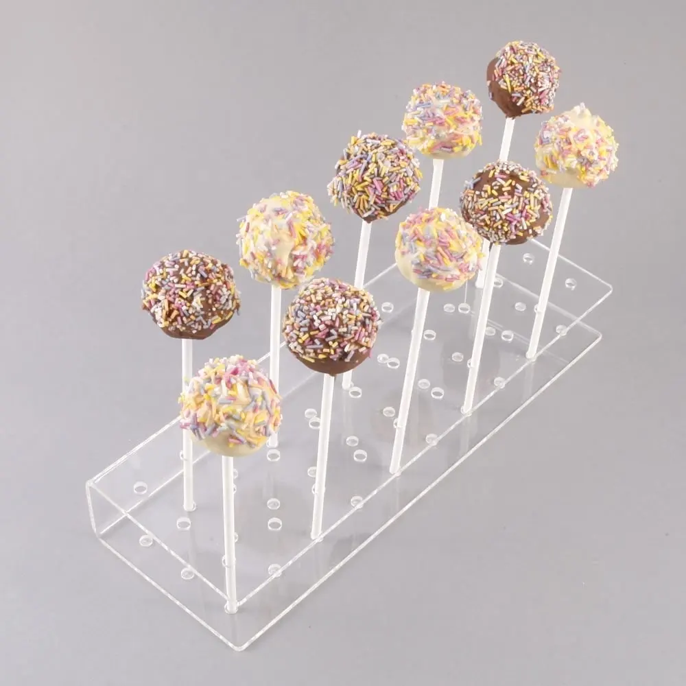 30 fori Acrilico Trasparente Torta Pop Display Stand Decorazione di Una Torta Supporto Palla Lollipop Da Dessert Bastoni Della Caramella di Cotone Del Banco di mostra