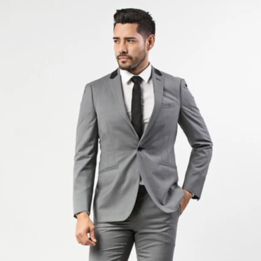 Chaqueta de algodón ajustada para hombre, traje de tejido a cuadros, Color gris, nuevo diseño