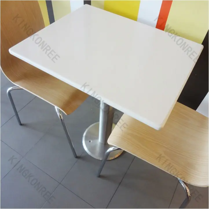 Dirty resistance solid surface 2 person fast food table and chairs