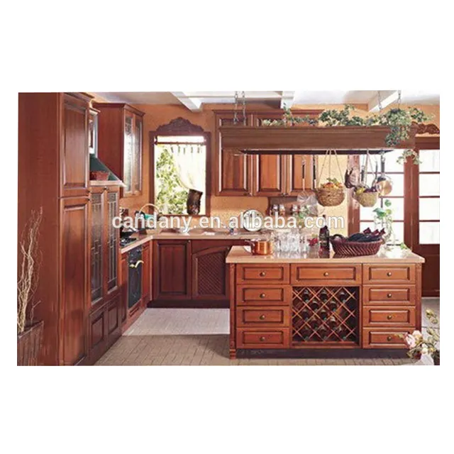 Armários de cozinha, madeira sólida clássica, acessórios de cozinha blum