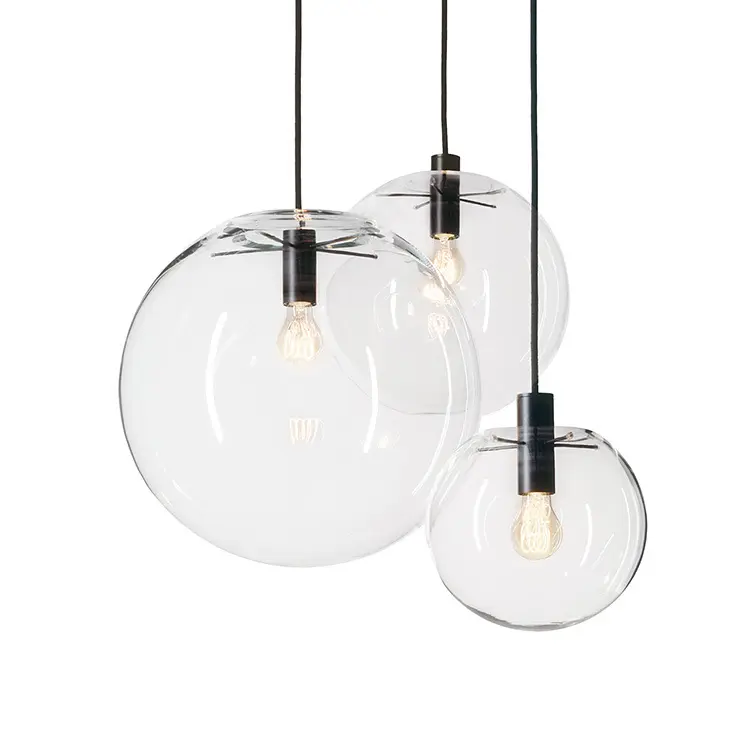 Jyiluminação luminária de suspensão, lustre de vidro, casual, transparente, redondo, com bola de vidro, luminária led