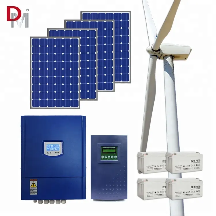 10KW off grid vento solare sistema ibrido di alimentazione 5KW generatore di vento 5Kw pannelli solari