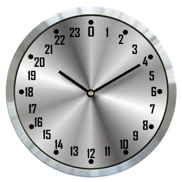 Reloj de pared de aluminio de 24 horas