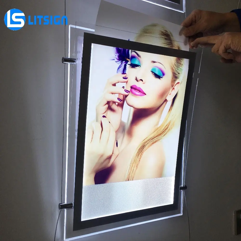 2024 elegante agência imobiliária sinal sistemas pendurados luz led publicidade photo frame painel A4