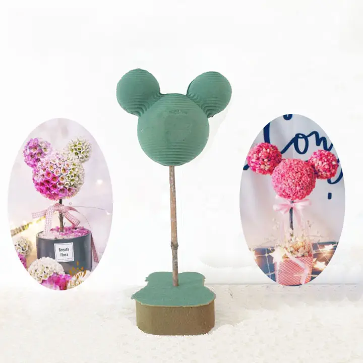 Espuma floral fresca de resina fenólica 3D Mickey heart panda en stock