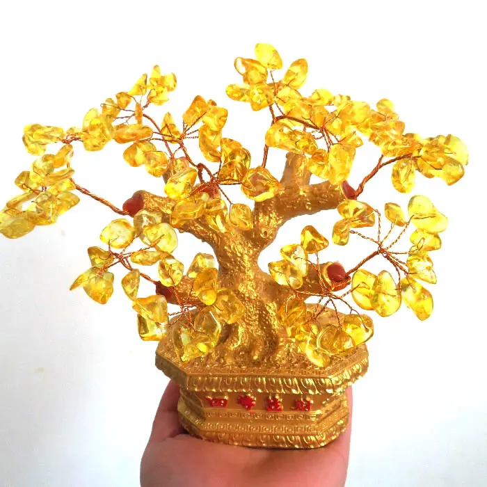 Sale By Bulk Fengshui Beautiful Citrine Quartz Tree Lucky Tree Crystal Gem Tree