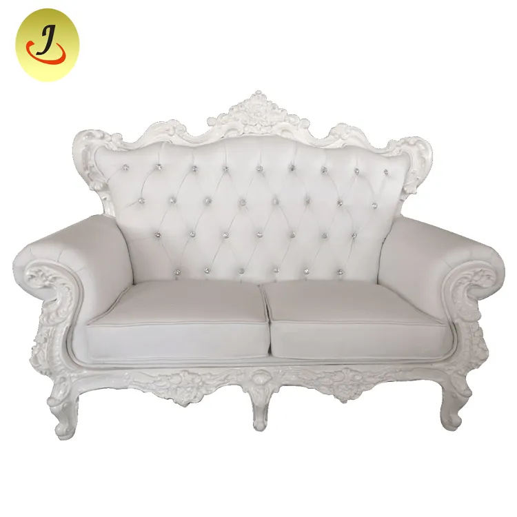 Sofá trono real de cuero de dos plazas, Color blanco, JC-J200