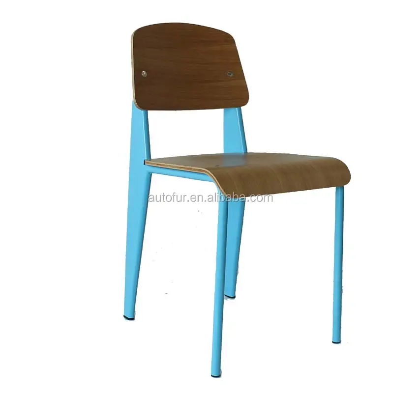 Cadeiras de madeira coloridas modernas, cadeiras de madeira coloridas para sala de jantar, peças de cadeira padrão jean prouve