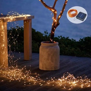 10M 20M 100 200led Solar Powered Outdoor Fairy <span class=keywords><strong>LED</strong></span> <span class=keywords><strong>Copper</strong></span>/Silver Wire Lights String