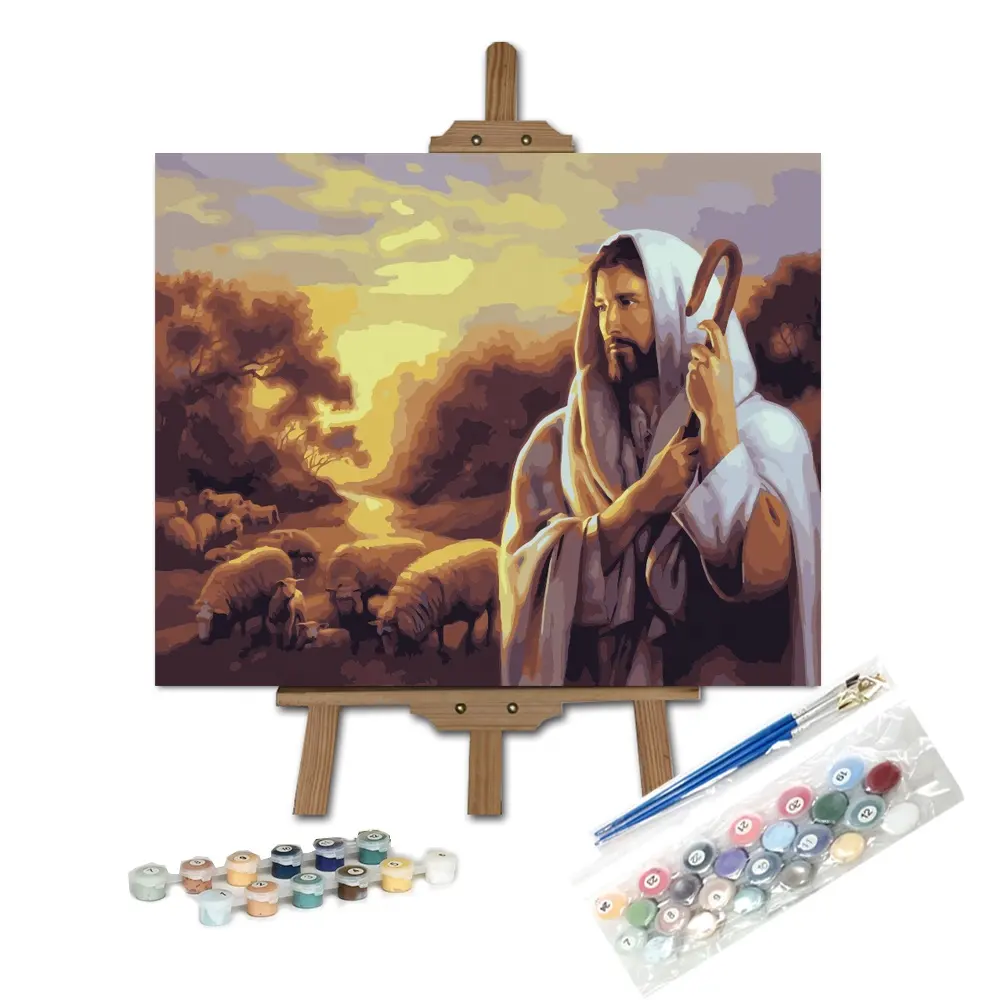 16x20 pulgadas Jesús Pastor de acrílico Diy adulto pintura por número Kit