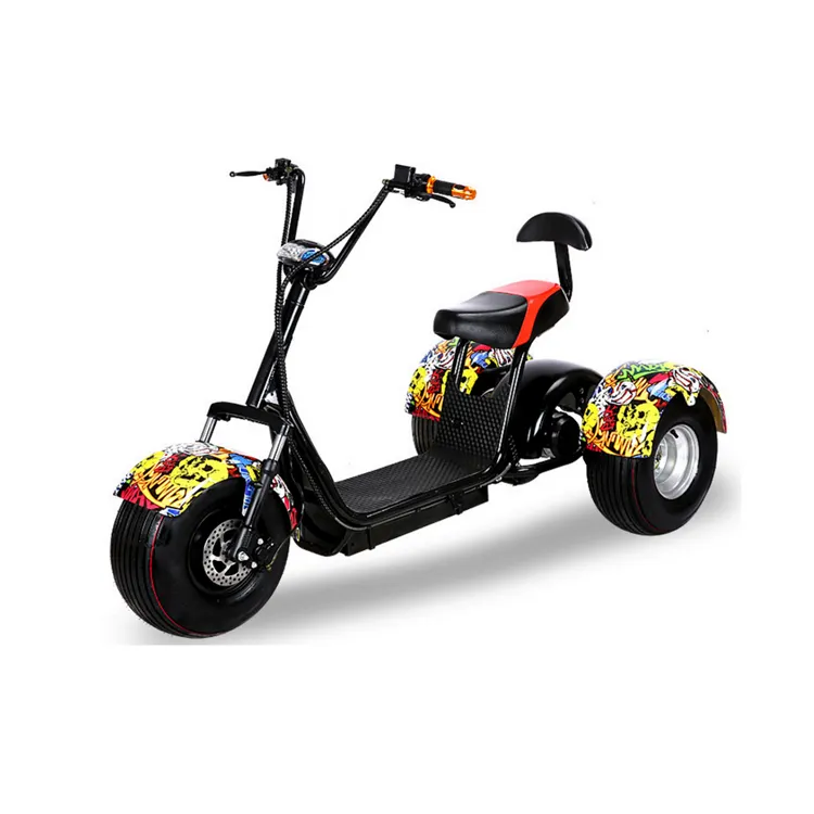 Yeni üretim yağ lastik trike yetişkin üç tekerlekli bisiklet elektrikli 3 tekerlekli citycoco elektrikli scooter üç tekerlekli bisiklet