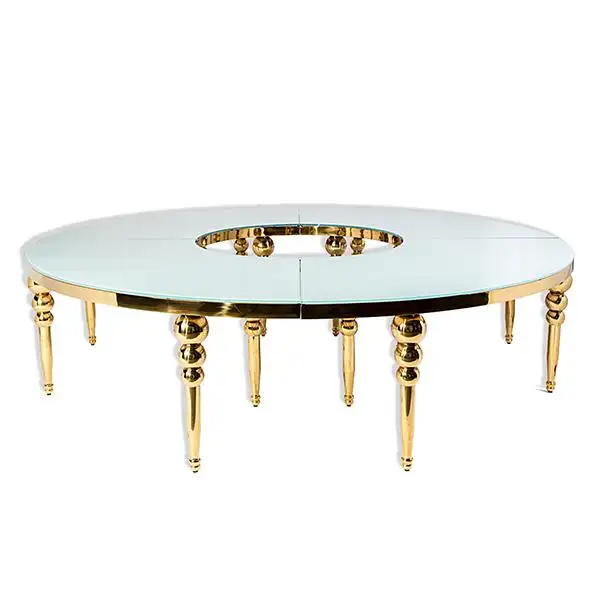 Table de mariage en verre trempé, ronde, en forme de demi-lune, en acier inoxydable, pour fête, location d'événements, 1 pièce